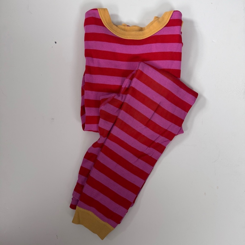 Hanna Andersson Striped Pink and Red Kids 100% Organic Cotton Pajamas